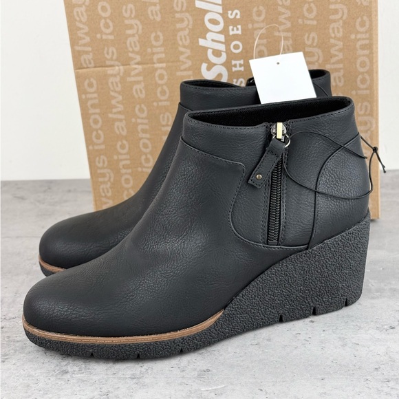 Dr Scholls Women's Black Wedge Ankle Boots US 8.5 New In Box Bianca Wedge - Picture 2 of 6